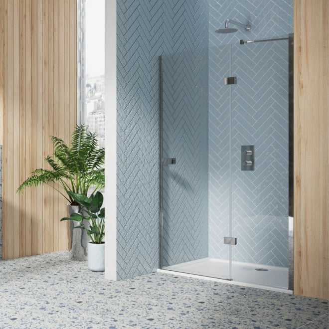 Athens 1000mm Chrome Hinged Shower Door and Inline Recess