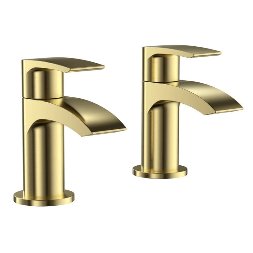Belantia Brushed Brass Bath Taps (Pair) Hot and Cold Separates