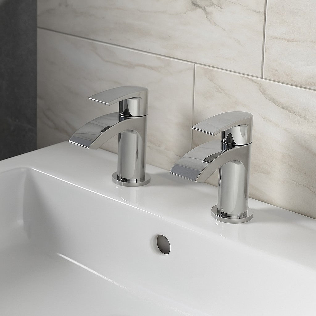 Belantia Chrome Basin Taps (Pair) Hot and Cold Separates