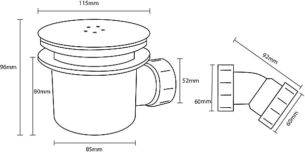 90mm Black Fast Flow Shower Tray Waste