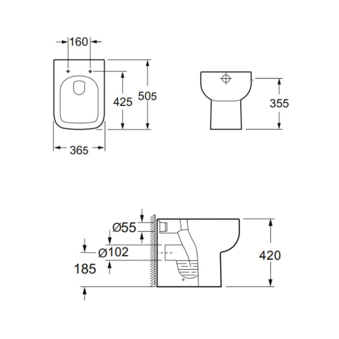 Options Back To Wall Short Projection Rimless Toilet with Soft Close Seat