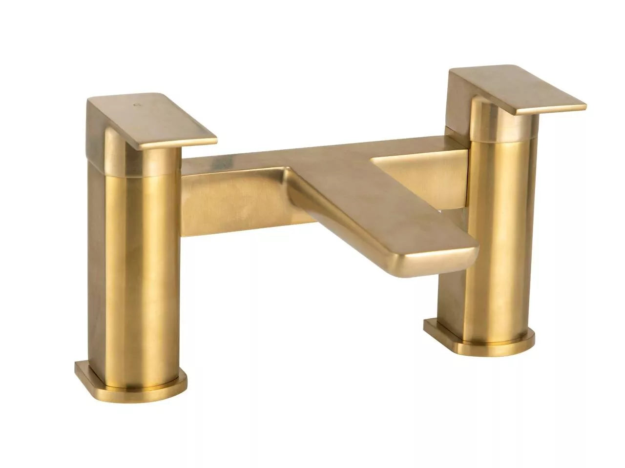 Brushed Brass Shower Kit Rigid Riser Over Head Rainfall & Brushed Brass Tap Pack