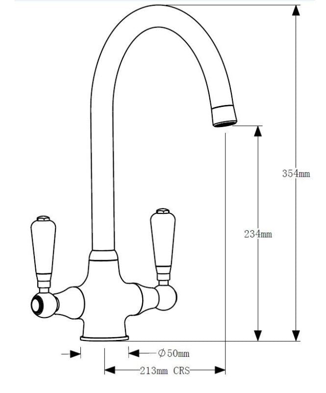 Rochester Chrome Twin Lever White Handle Kitchen Tap Swan Neck