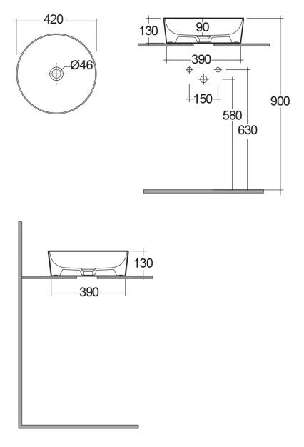 RAK Feeling 420mm 0TH Round Counter Top Basin
