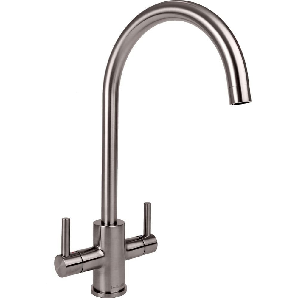 Genta Dual Lever Brushed Nickel Kitchen Mixer Tap
