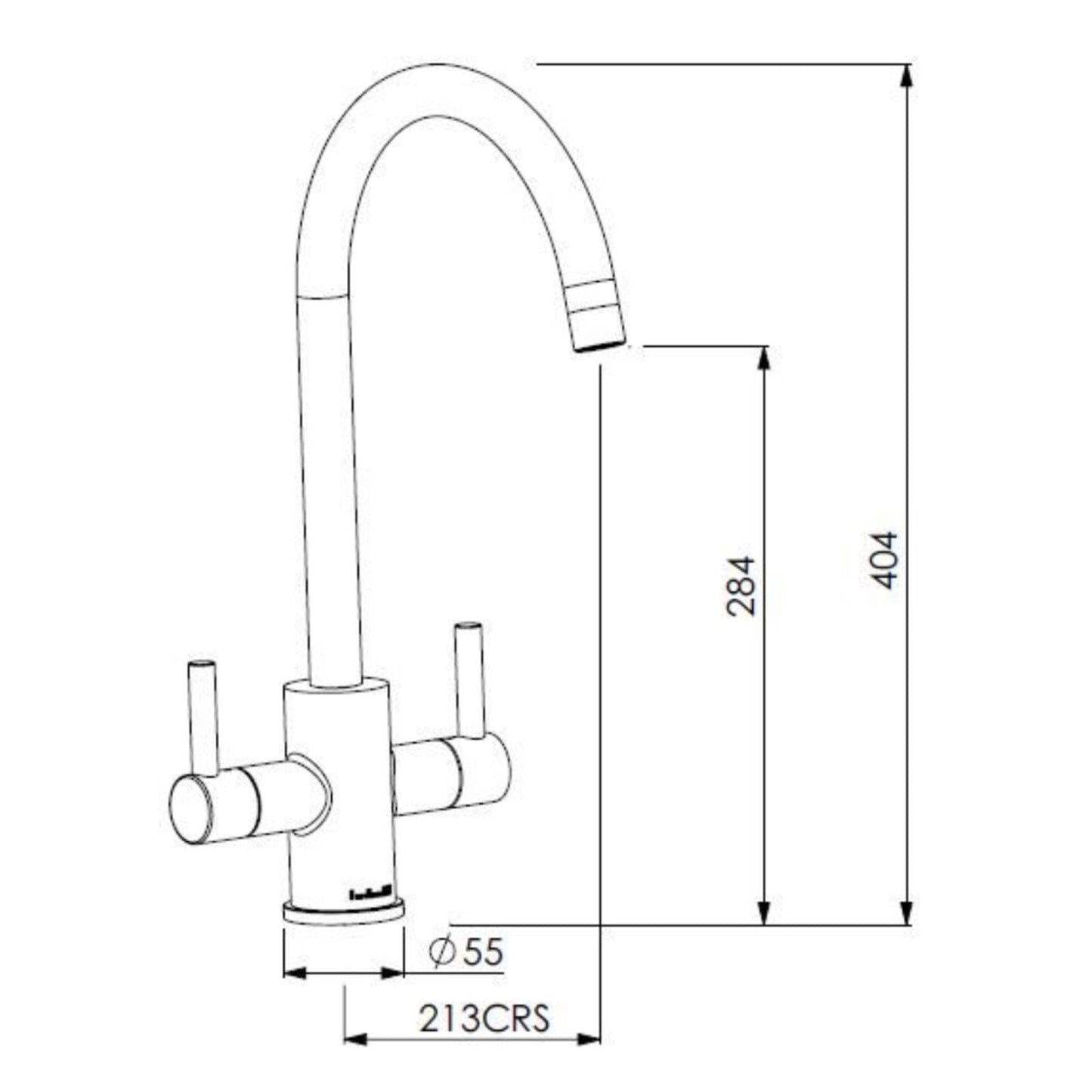 Evolution Chrome Twin Lever Kitchen Mixer Swan Neck