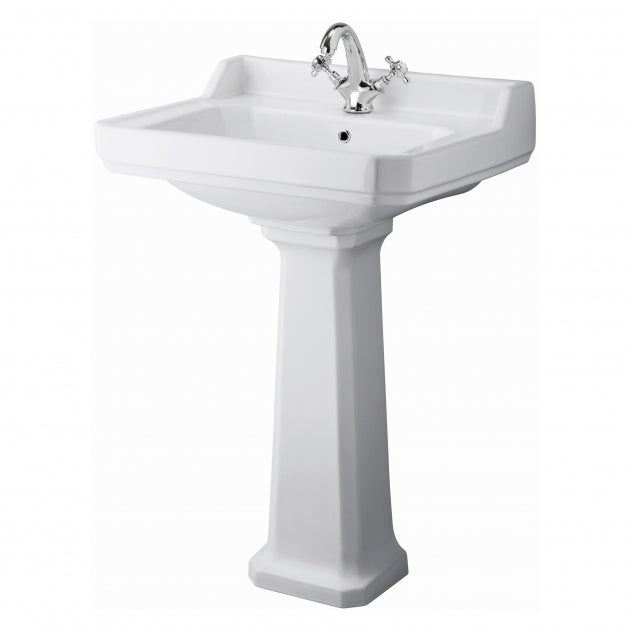Churchwell Basin and Full Pedestal 595mm Wide - 1 Tap Hole