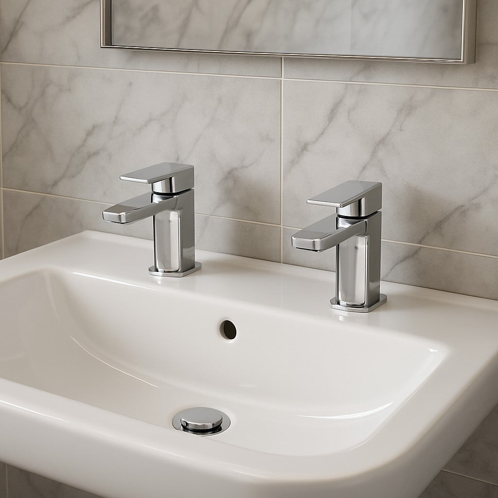 Mura Chrome Basin Taps (Pair) Hot and Cold