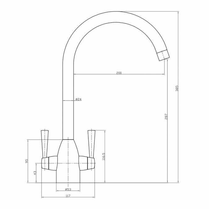 Harlo Twin Lever Monobloc Kitchen Mixer Tap - Brushed Brass Finish