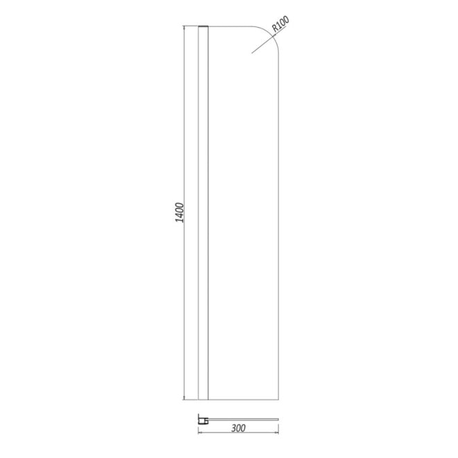 SL6 300mm Fixed Radius Bath Shower Screen