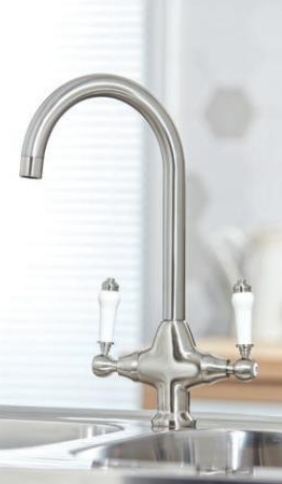 Knaresborough Traditional Kitchen Mixer Tap - Brushed Nickel