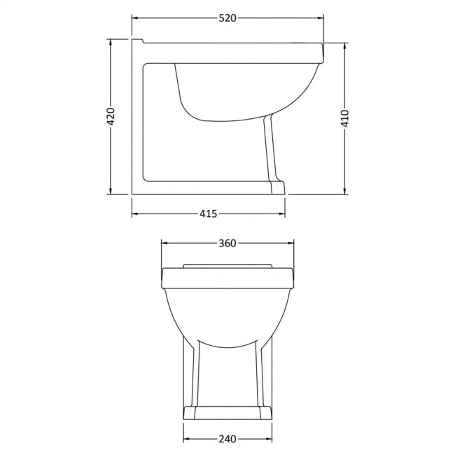 Churchwell Well Back To Wall Pan - Excluding Seat