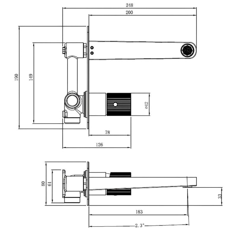 RAK Ceramics Amalfi Wall Mounted Basin Mixer with Back Plate in Brushed Gold