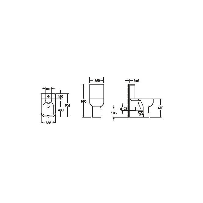Options 600 Comfort Height Open Back Pan with Cistern and Soft Closing Seat