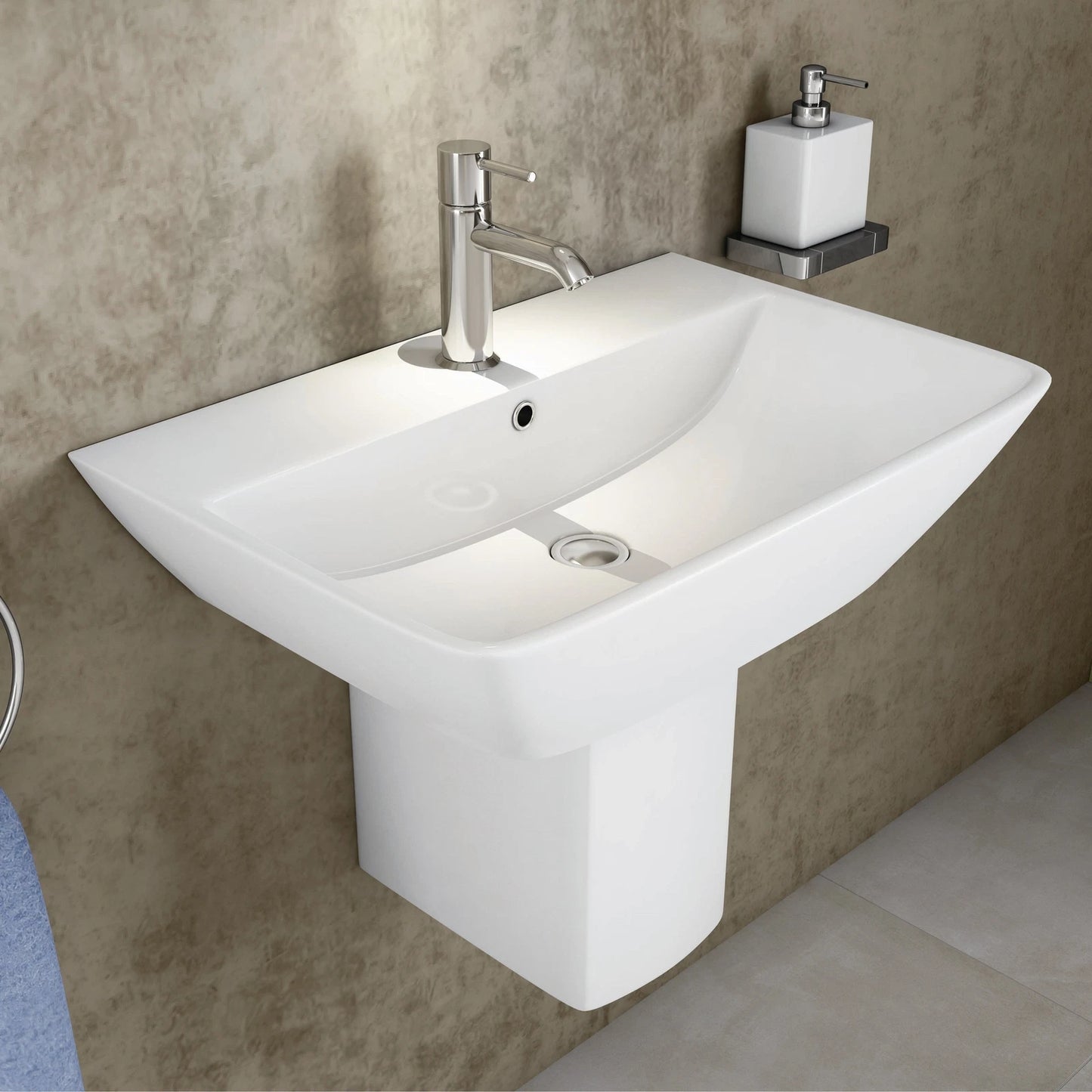 RAK Summit Basin and Semi Pedestal 500mm Wide - 1 Tap Hole