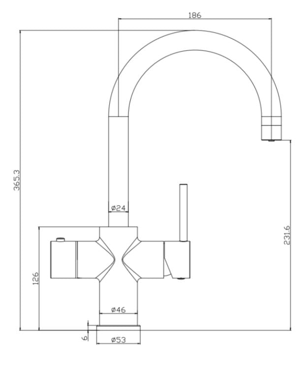 Koba Matte Black 3-in-1 Swan Neck Spout Boiling Tap – With Hot Water Tank & Filtration Kit