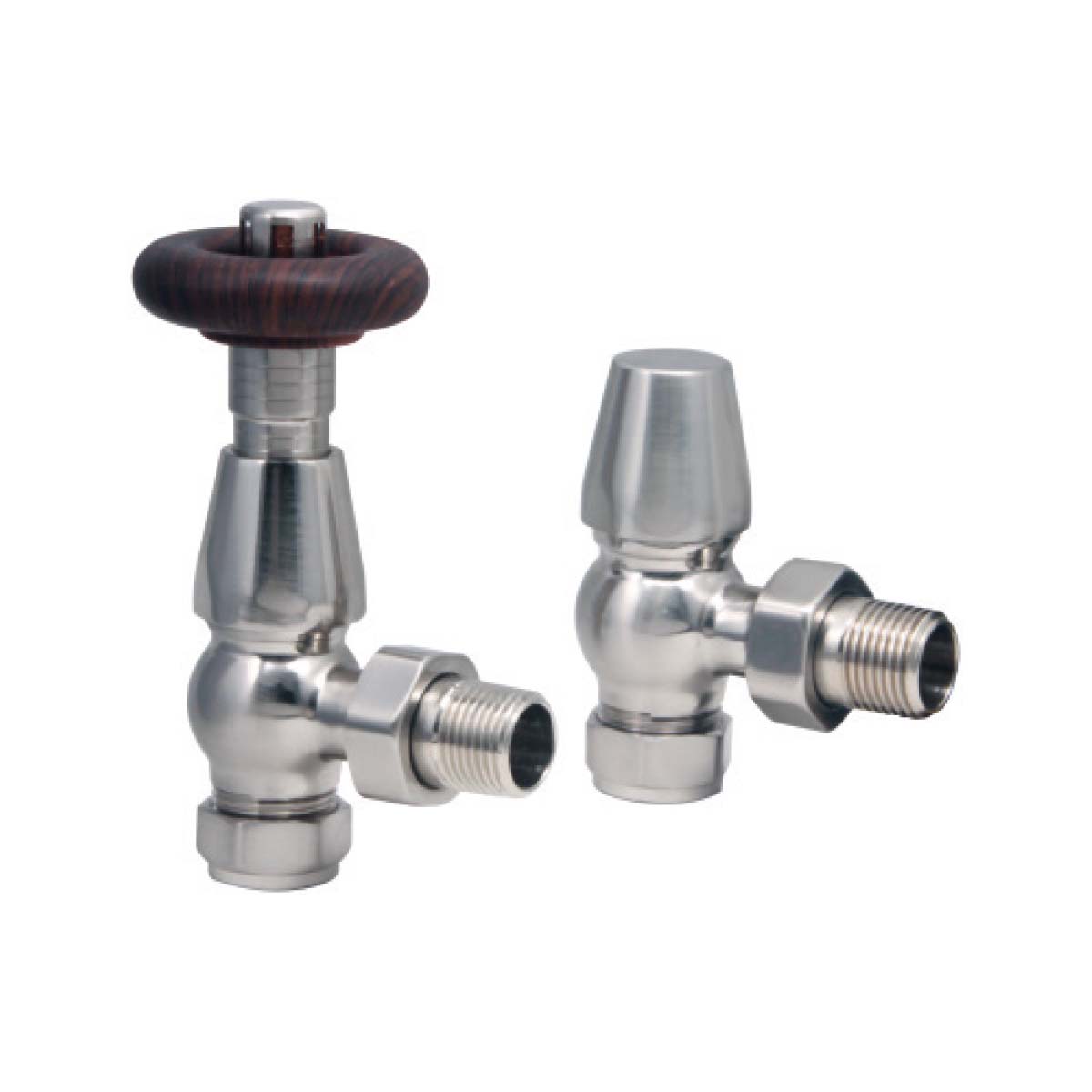 Designer Angled Valves Nickel (Pair) - Traditional
