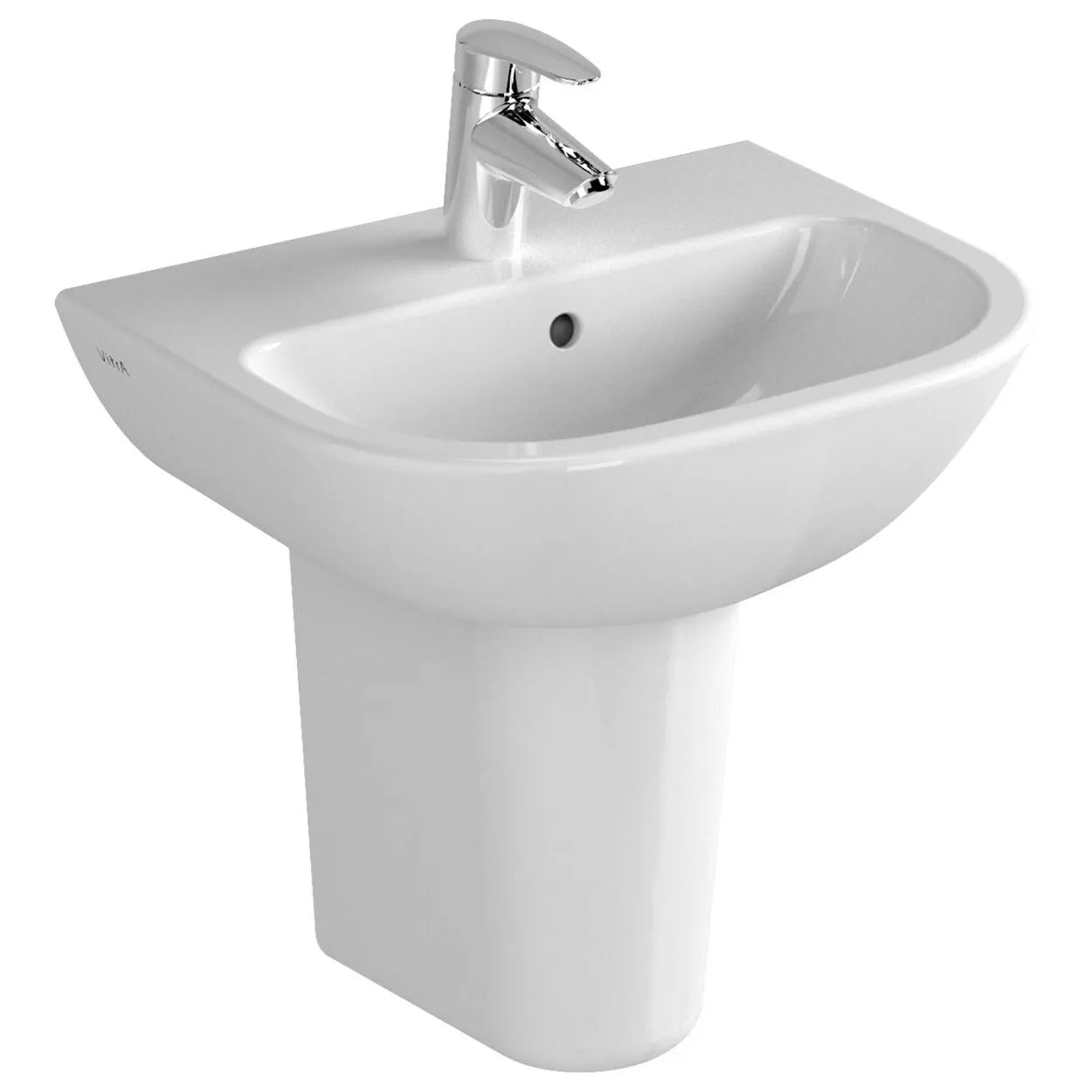 Vitra S20 Cloakroom Basin and Small Semi Pedestal 500mm Wide 1 Tap Hole