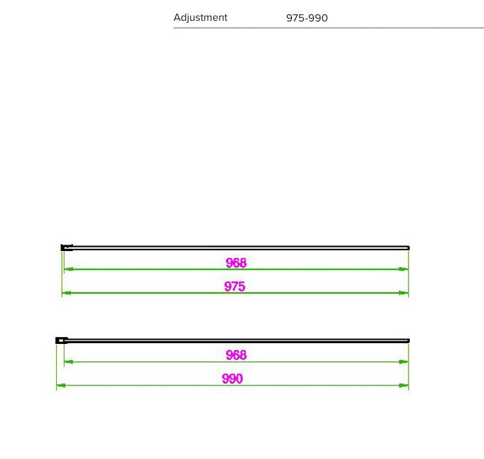 Waltham 1000mm Matt Black Wet Room Screen 2m High 8mm Glass