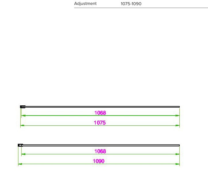 Waltham 1100mm Matt Black Wet Room Screen 2m High 8mm Glass