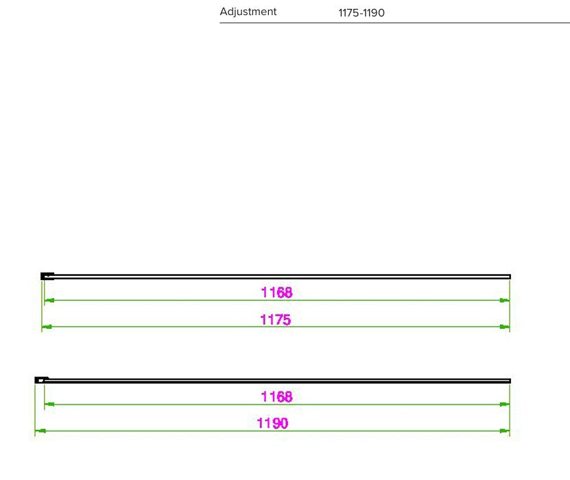Waltham 1200mm Matt Black Wet Room Screen 2m High 8mm Glass