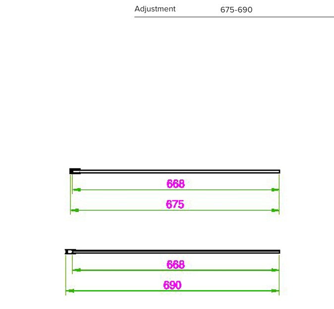 Waltham 700mm Matt Black Wet Room Screen 2m High 8mm Glass