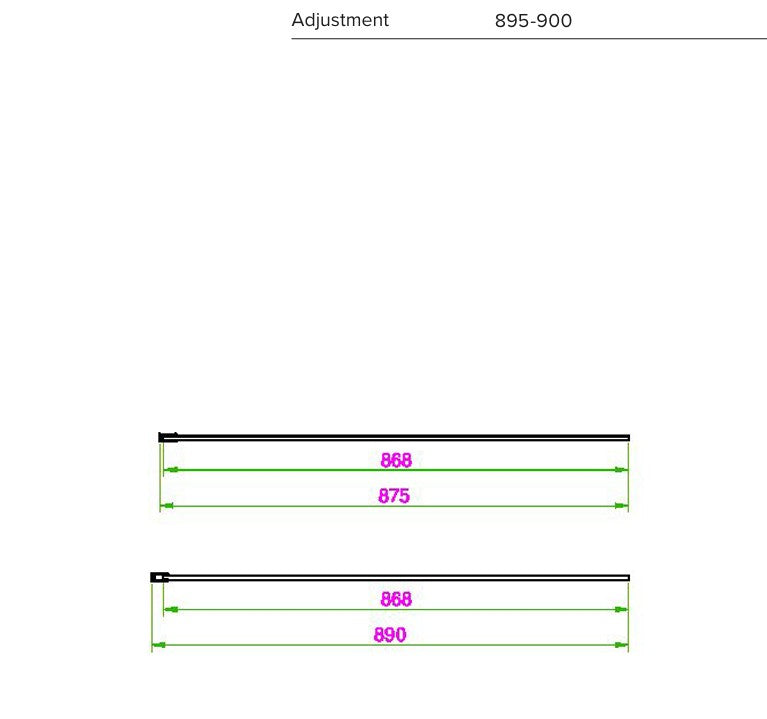 Waltham 900mm Matt Black Wet Room Screen 2m High 8mm Glass