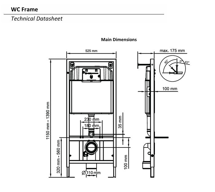 Concealed Cistern Frame Including Brushed Brass Flushplate with Square Finish