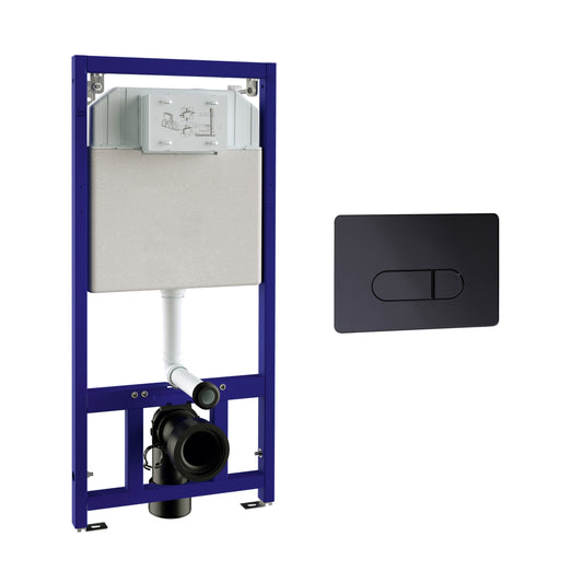 Concealed Cistern Frame Including Matt Black  Flushplate with Rounded Finish