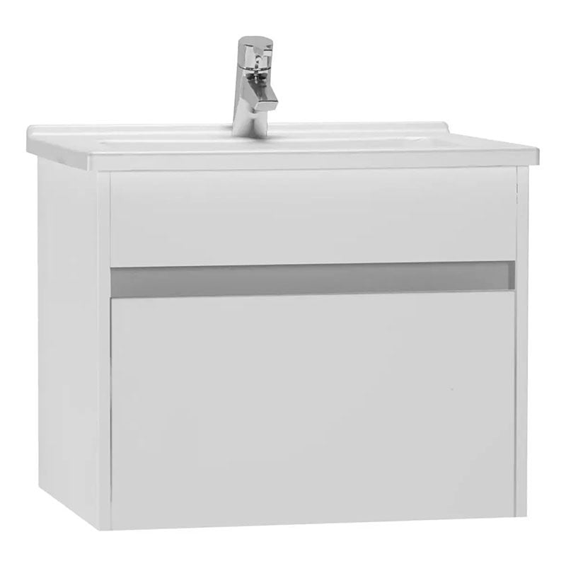 VitrA S50 Gloss White 600mm Wall Hung 1-Drawer Vanity Unit inc Basin