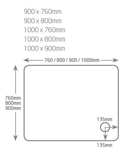 1000 x 800 Rectangular Shower Tray with Anti-Slip