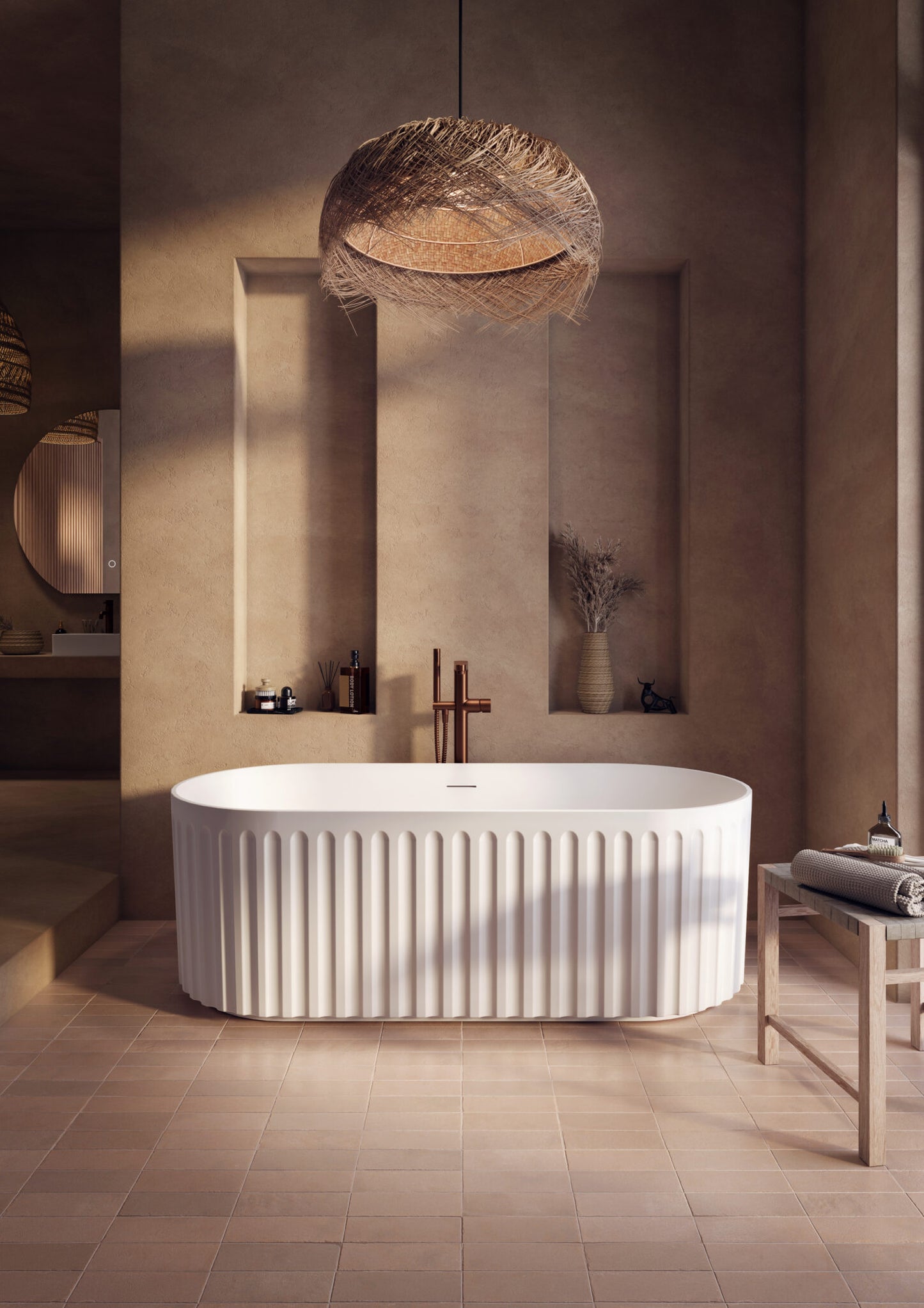 Lira white oval grooved bath