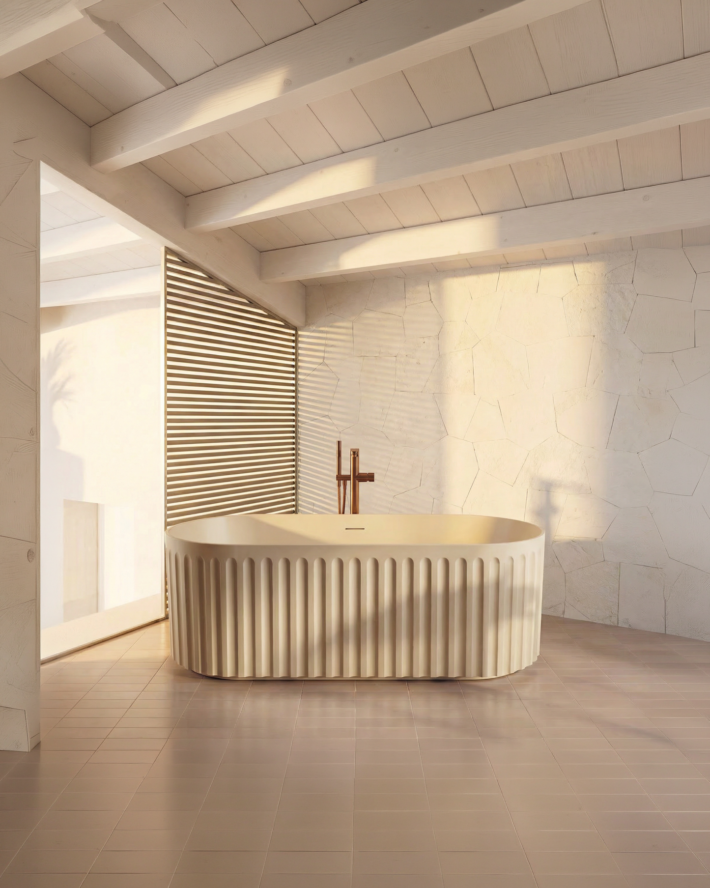Lira Matte Stone Rounded Grooved Bath