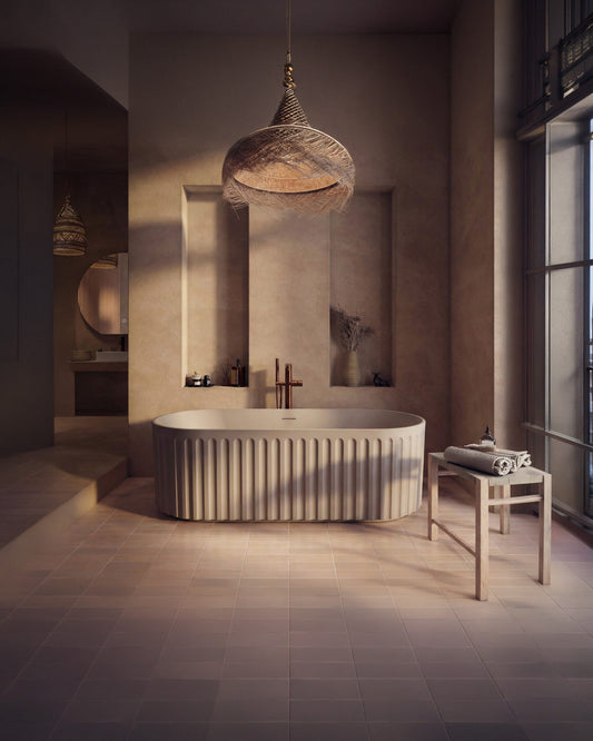 Lira Matte Clay Oval Grooved Bath