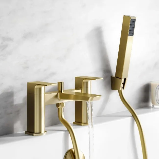 Mura Brushed Brass Bath Shower Mixer and Basin Mixer Tap Pack