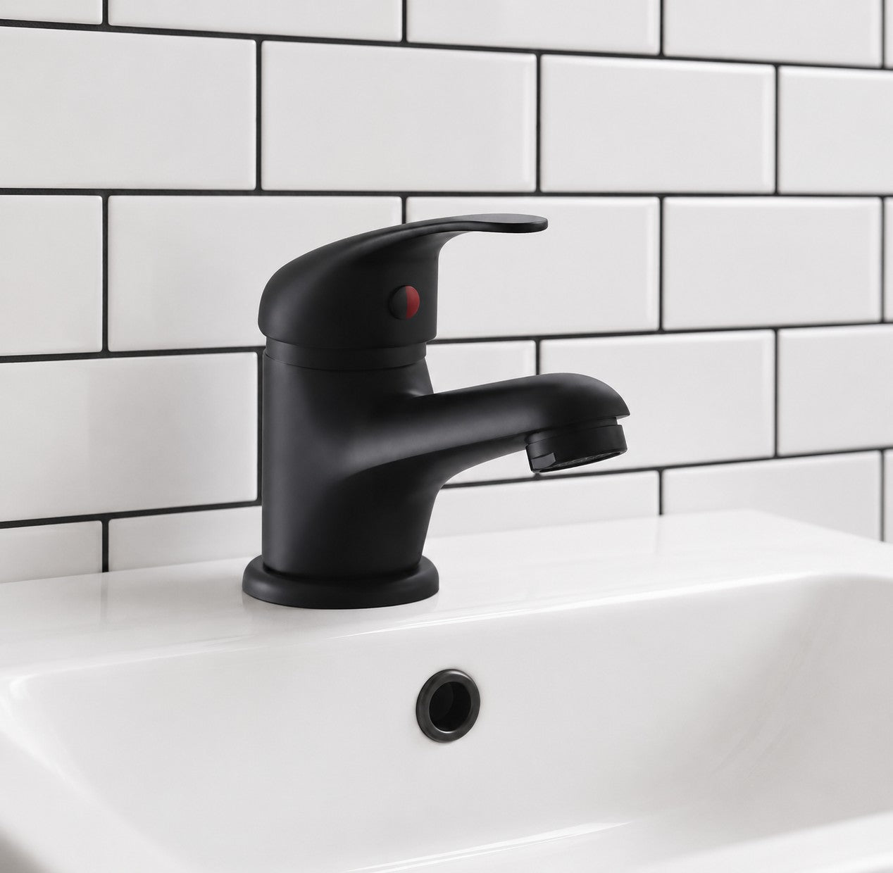 Matt Black Bathroom Basin Tap Single Lever Mono Mixer Tap