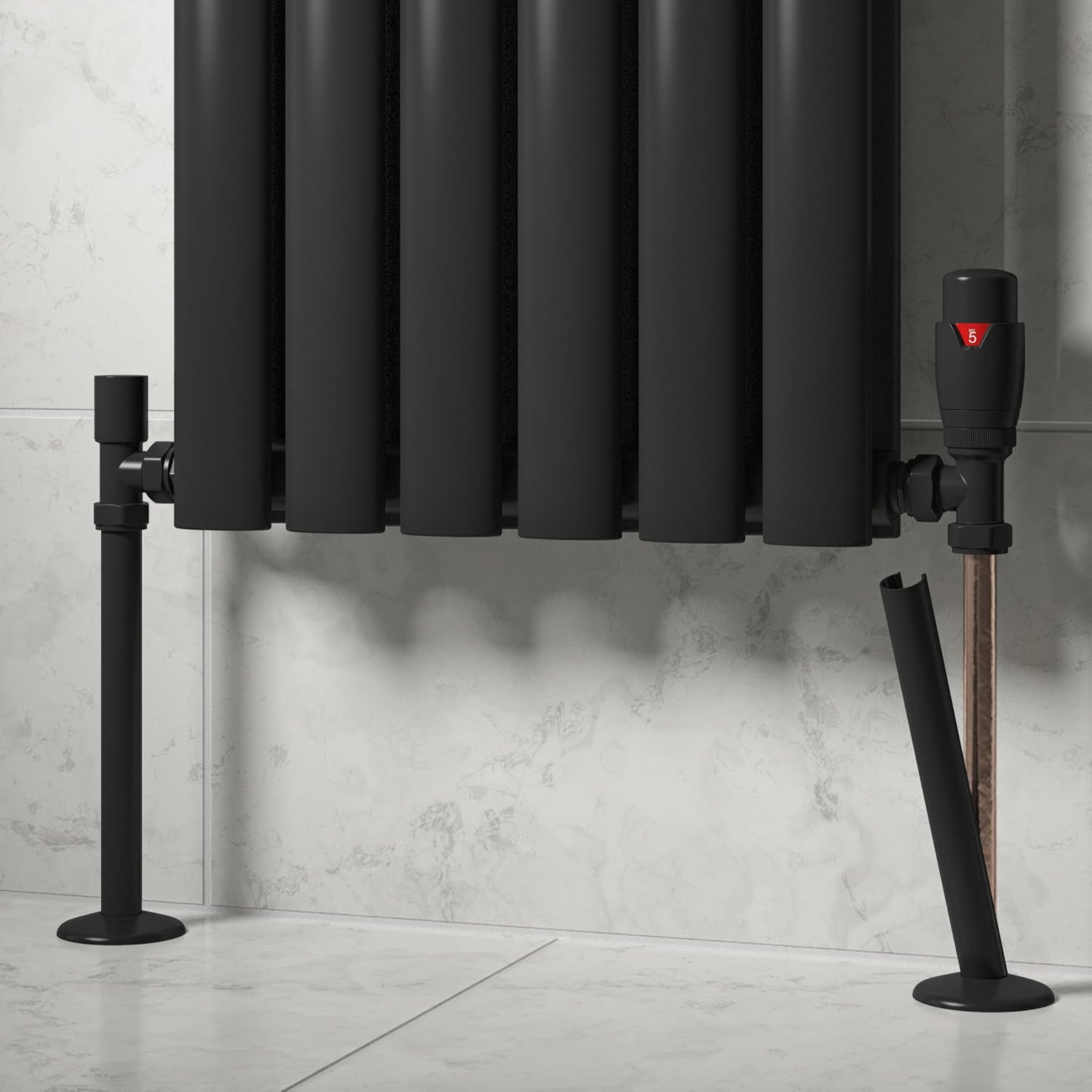 Luxury Black 15mm Radiator Pipe Covers & Collars Easy Clip-On Set (Pai ...