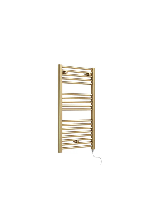 Electric 720 x 400mm Bathroom Towel Warmer/Radiator - Brushed Brass