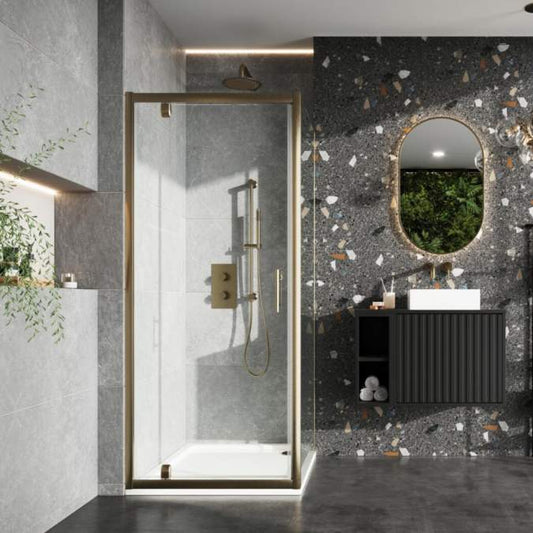 SL6 800mm Brushed Brass Pivot Door