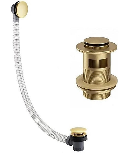 Belantia Brushed Brass Bath Filler and Basin Mixer Pack Inc Wastes