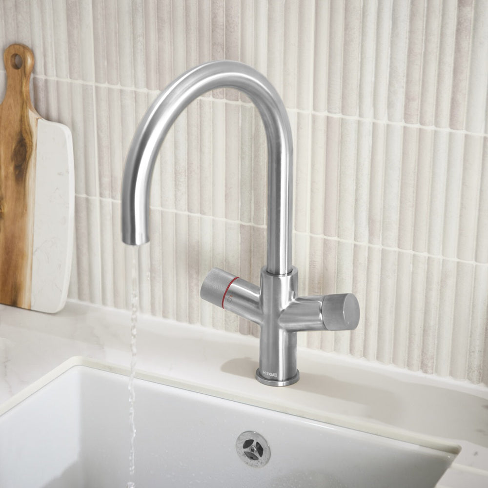 Koba Chrome 3-in-1 Swan Neck Spout Boiling Tap – With Hot Water Tank & Filtration Kit