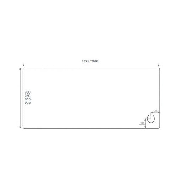 1800 x 800mm Rectangle Shower Tray - White 45mm Height