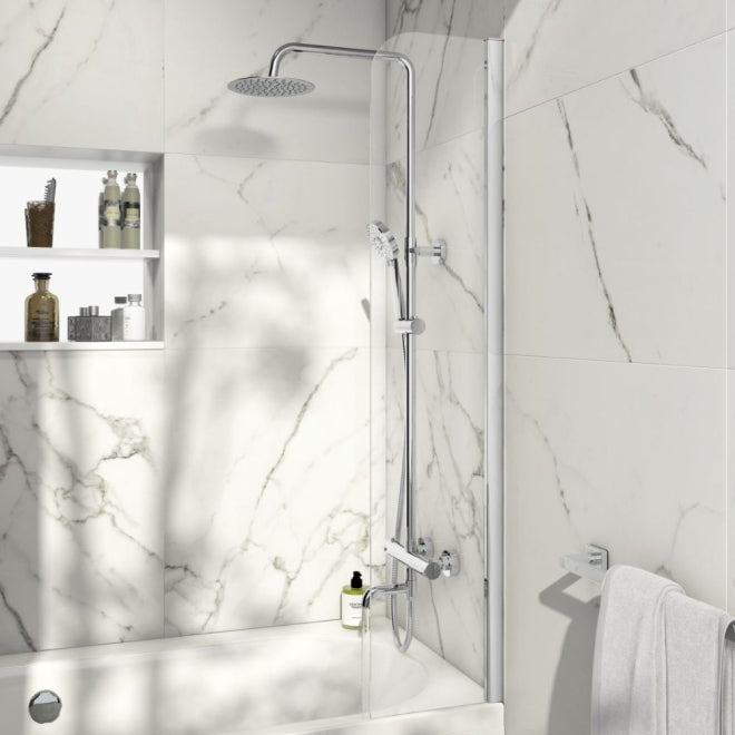 SL6 300mm Fixed Radius Bath Shower Screen