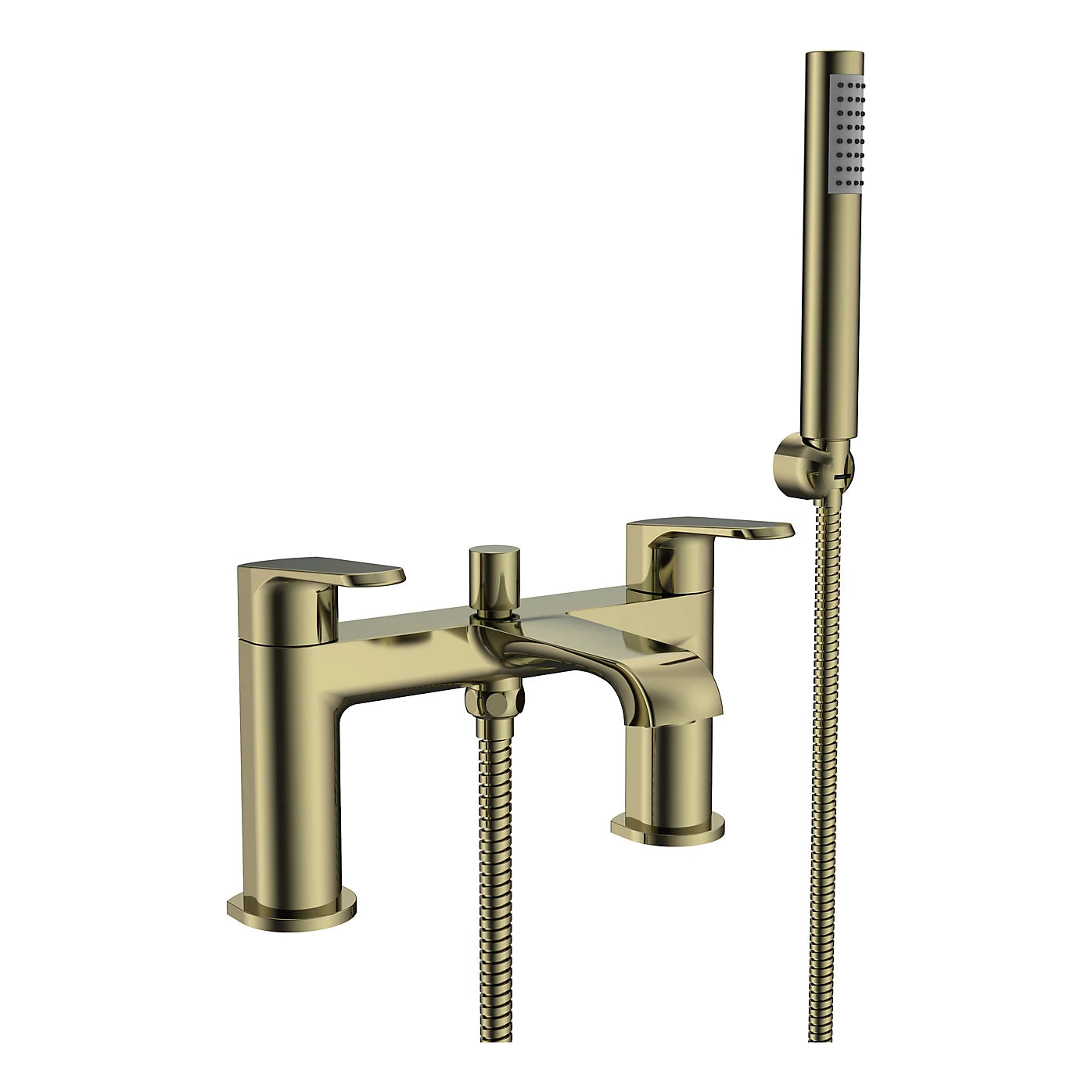 Lunar Brushed Brass Bath & Basin Tap Set with Hand Shower & Wastes - Life Time Guarantee