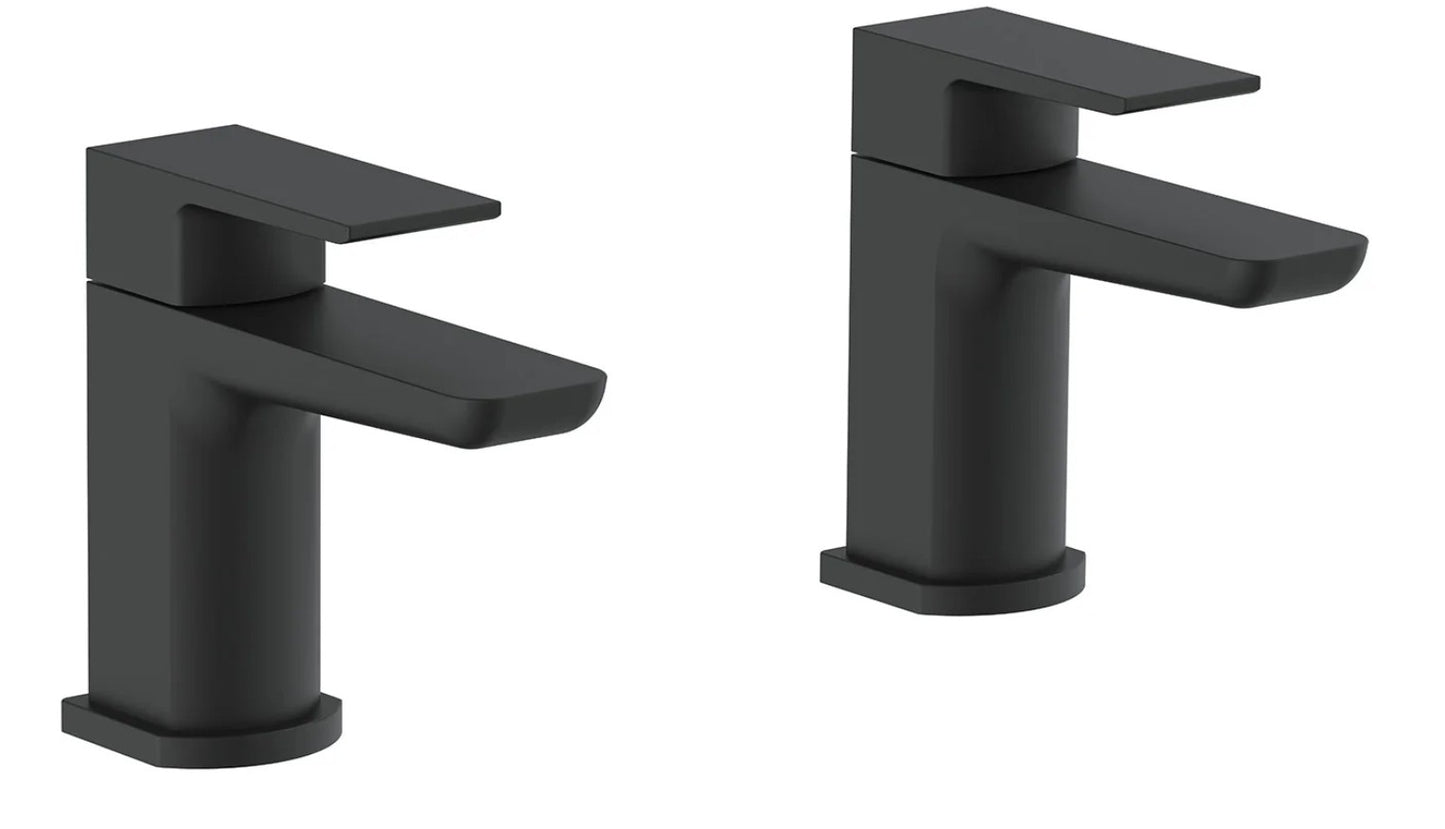 Mura Matt Black Bath Taps (Pair) Hot and Cold
