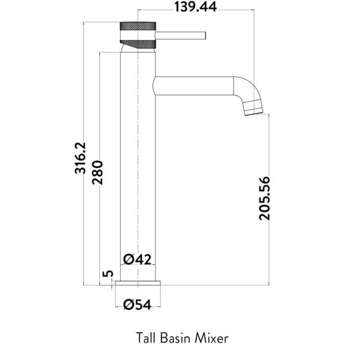 Apres Tall Mono Basin Mixer Tap Black