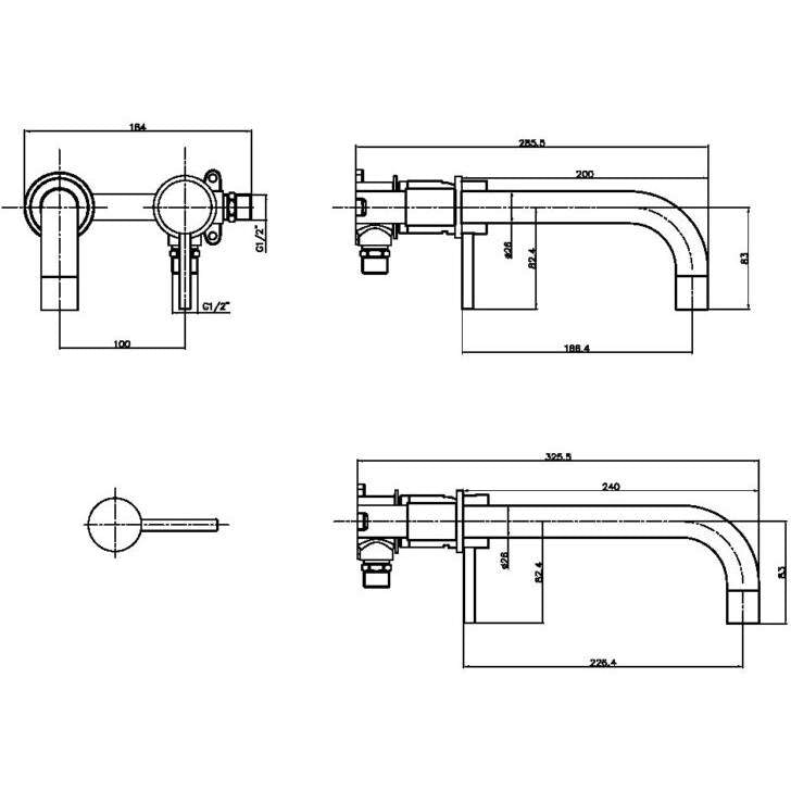 Apres Wall Mounted Basin and Bath Tap Brushed Bronze