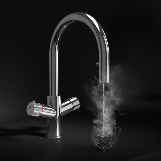 Koba Chrome 4-in-1 Swan Neck Pull Out Spout Boiling Tap – With Hot Water Tank & Filtration Kit