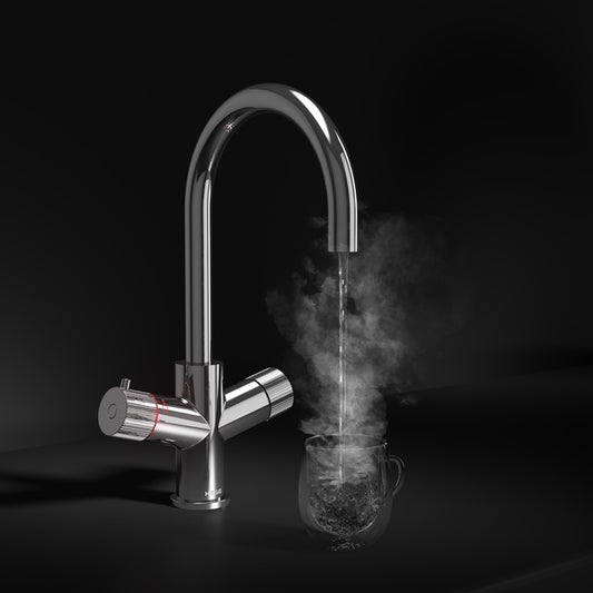 Koba Chrome 3-in-1 Swan Neck Spout Boiling Tap – With Hot Water Tank & Filtration Kit