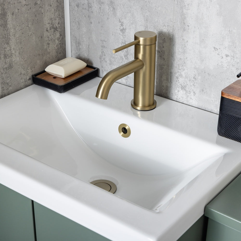 Como Brushed Brass Basin Mixer Tap - Inc Waste
